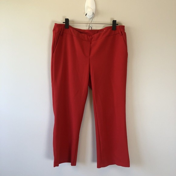 Jules & Leopold Red Trousers Cropped Stretch Pull On Casual Pants Size Large - Picture 3 of 10